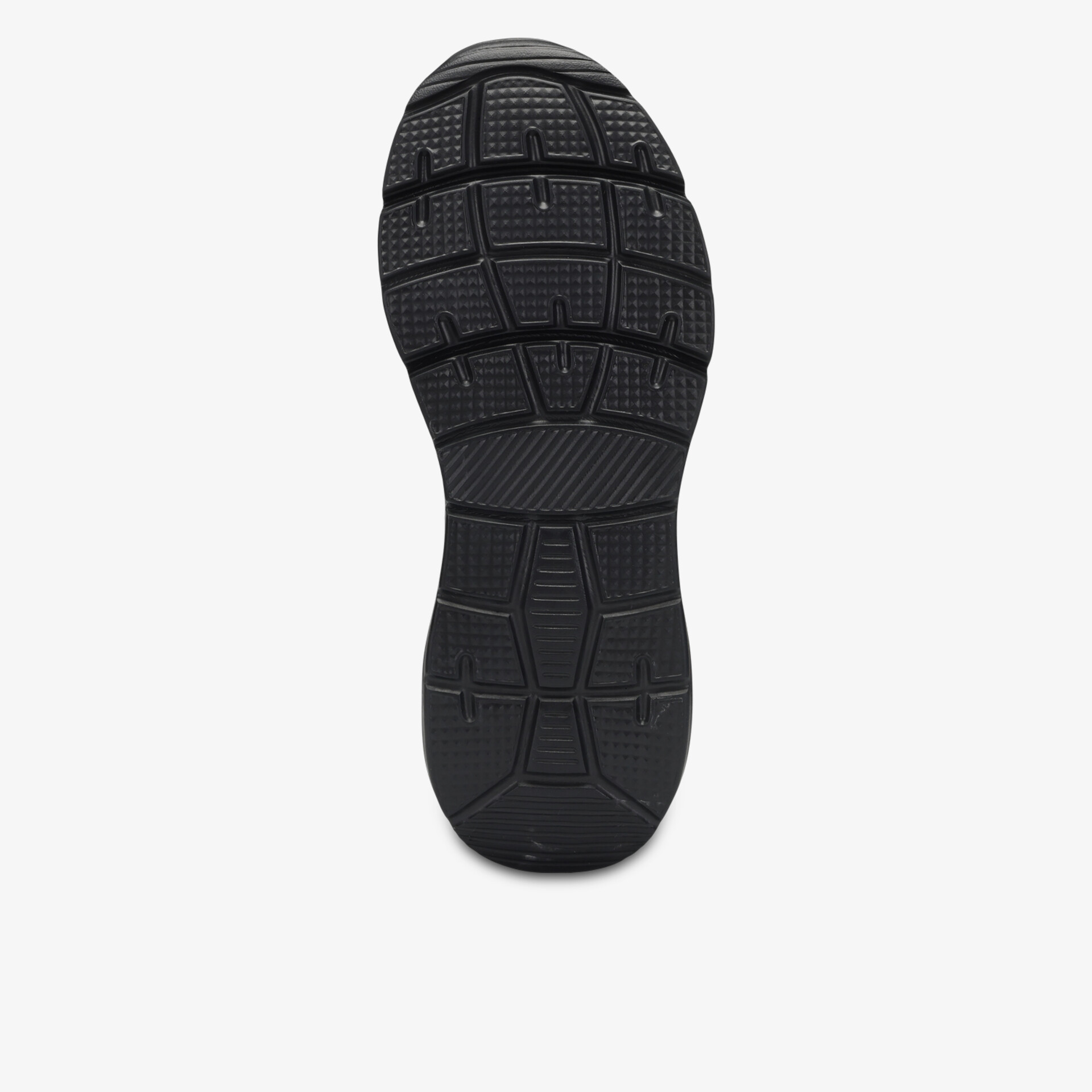 Robuste und profiliert strukturierte schwarze Schuhsohle für sicheren Halt und Komfort