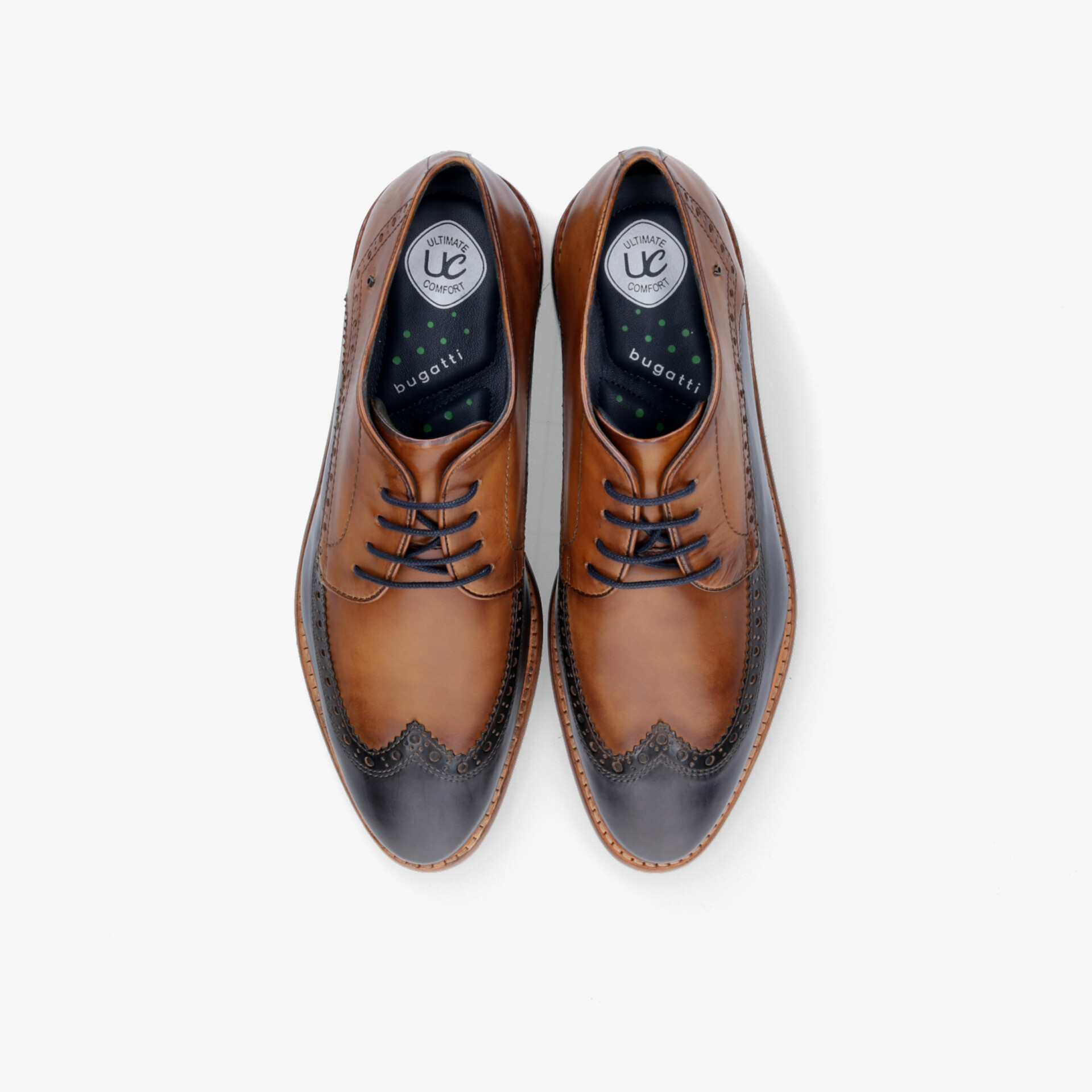 Elegante zweifarbige Oxford-Schuhe aus Leder mit stilvollem Design und klassischer Schnürung.