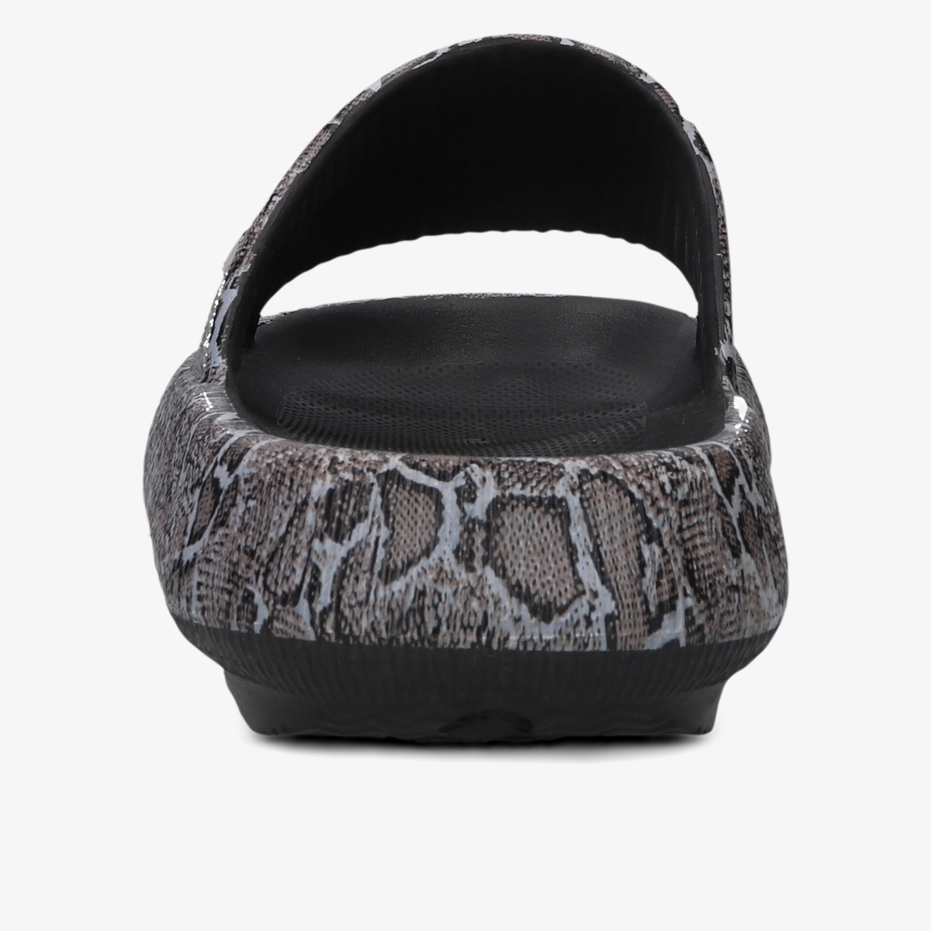 Komfortabler Schuh mit rutschfester Sohle und ansprechendem Muster im hinteren Blickwinkel