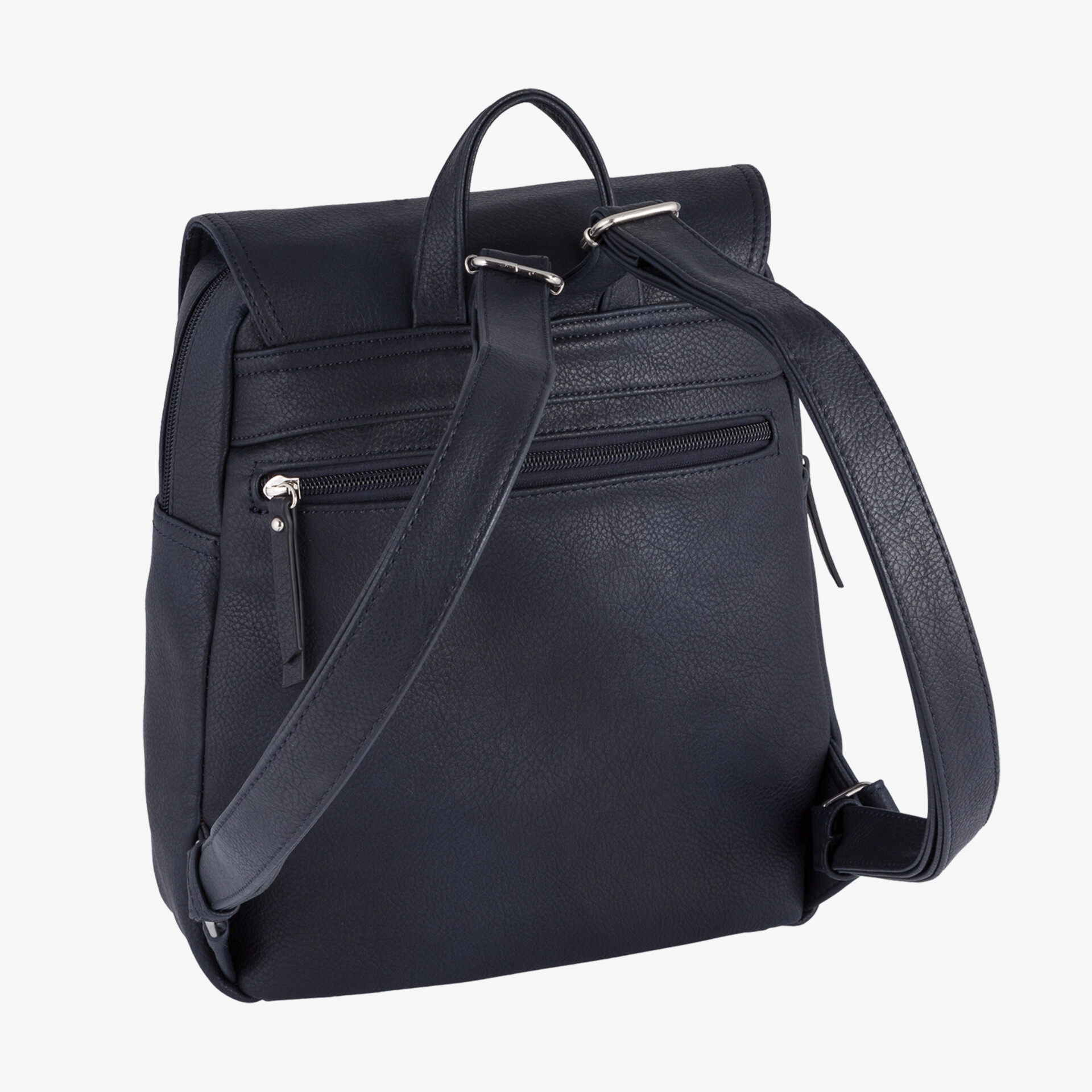 Eleganter schwarzer Rucksack aus hochwertigem Leder mit praktischen Reißverschlusstaschen