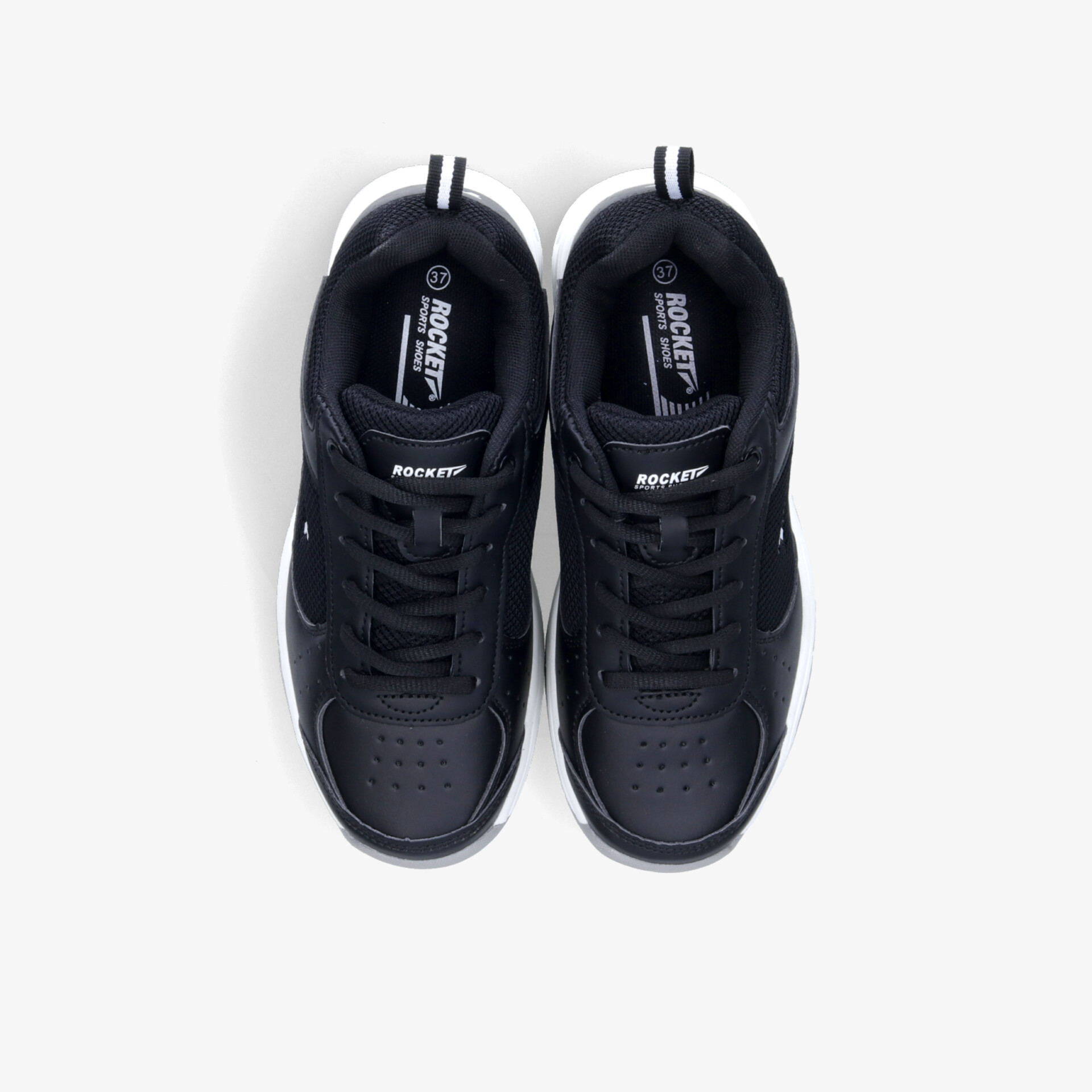 Schwarze Sportschuhe mit gepolsterter Innensohle und rutschfester Sohle, bequem und strapazierfähig