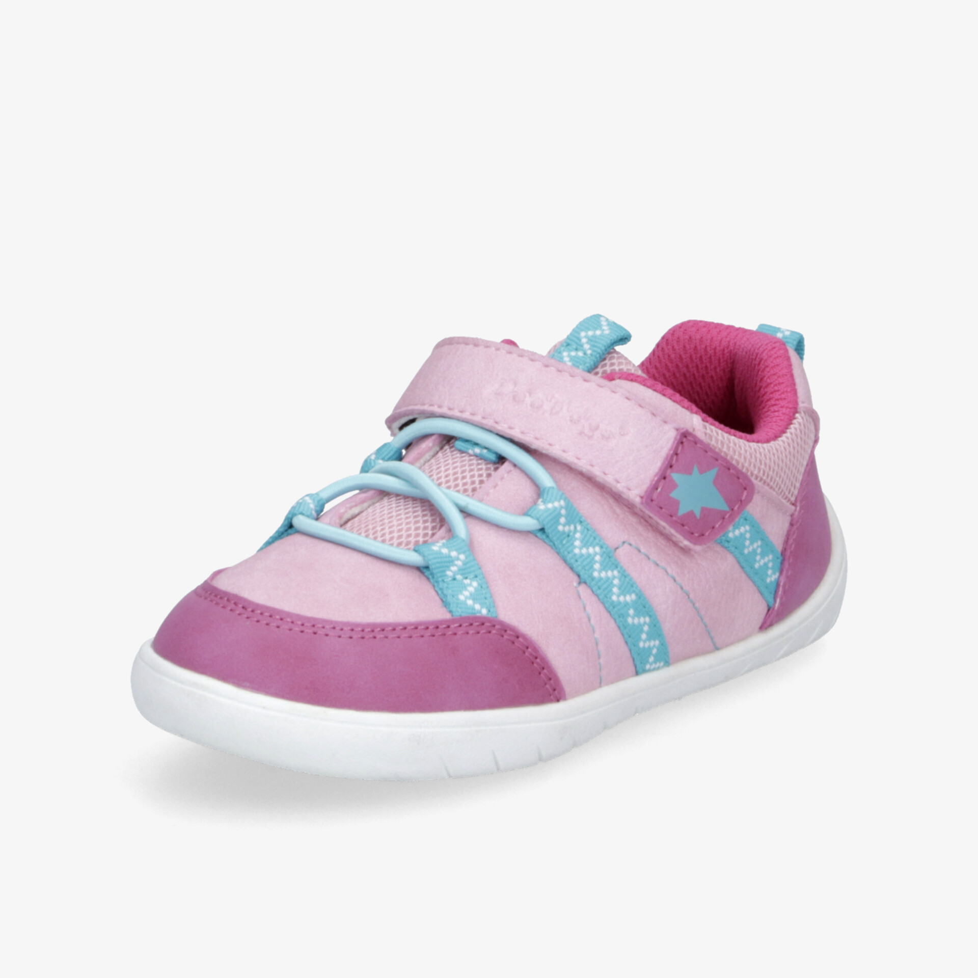 Bequemer Kinder Sportschuh in Rosa und Türkis mit leichtem Design und rutschfester Sohle, praktischem Klettverschluss