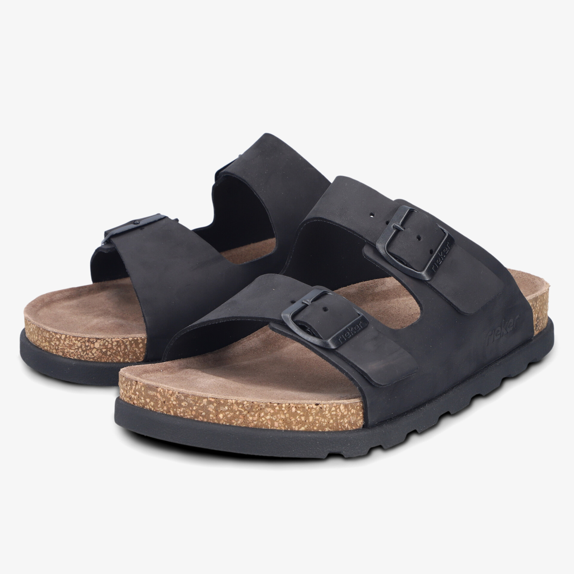 Schwarze Sandalen mit ergonomischem Fußbett und verstellbaren Riemen für optimalen Komfort