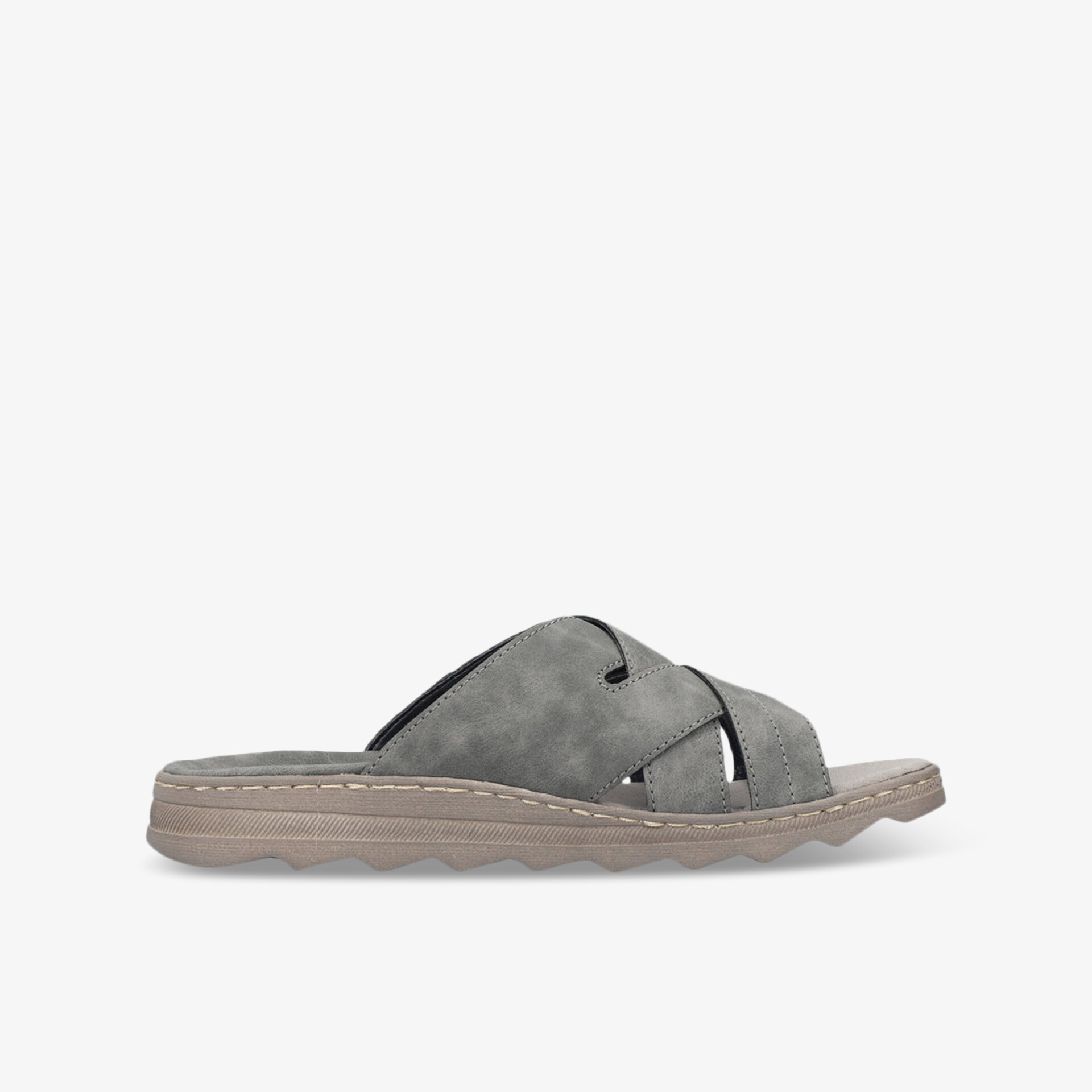 Graue Pantoletten mit weichem Obermaterial und rutschfester Sohle, bequem und leicht für angenehmen Tragekomfort