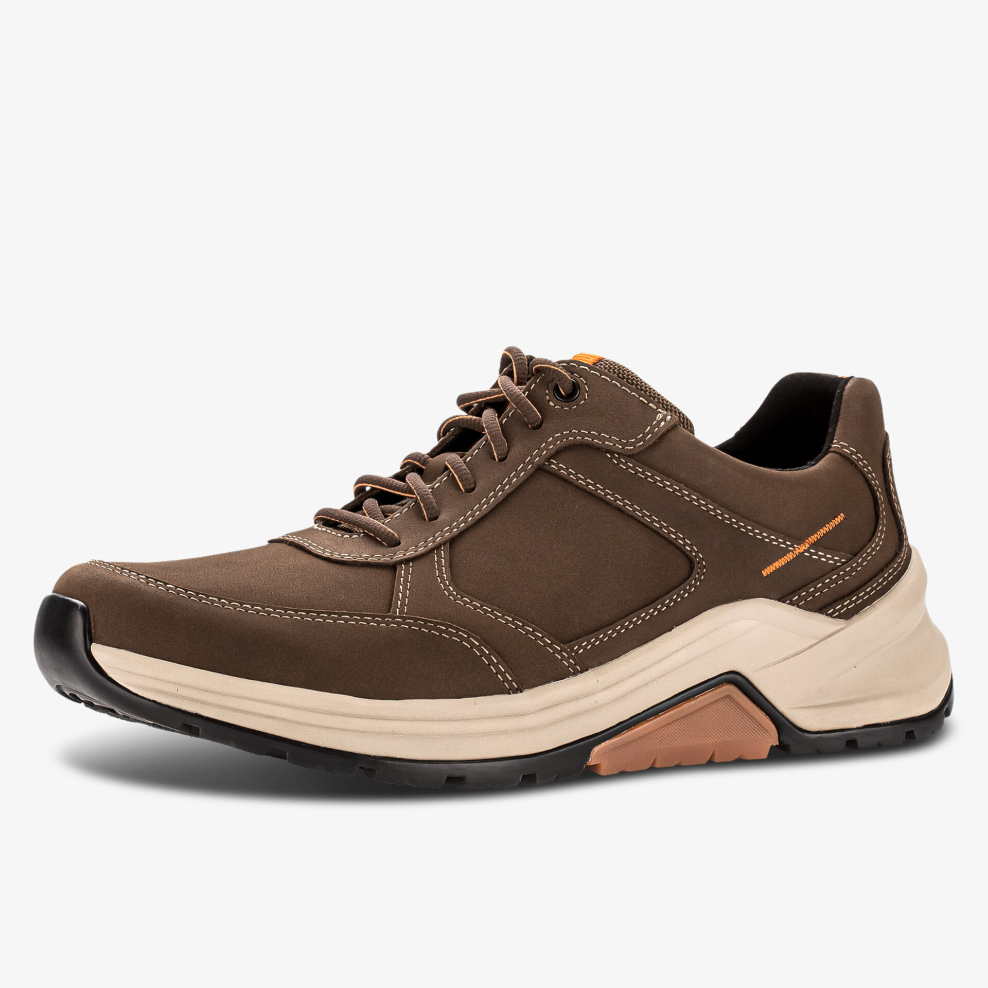 Bequemer und robuster brauner Schuh mit leichter Sohle und sportlichem Design für hohen Tragekomfort