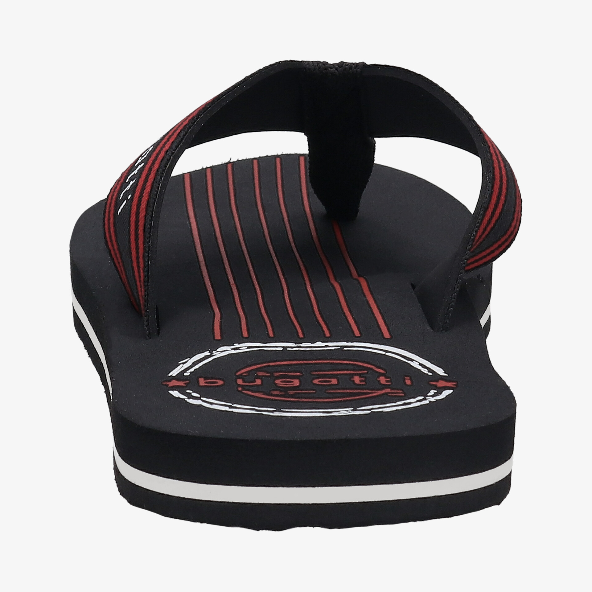 Stylische schwarze Flip-Flops mit rotem Design, ideal für komfortablen Tragekomfort bei jedem Schritt.