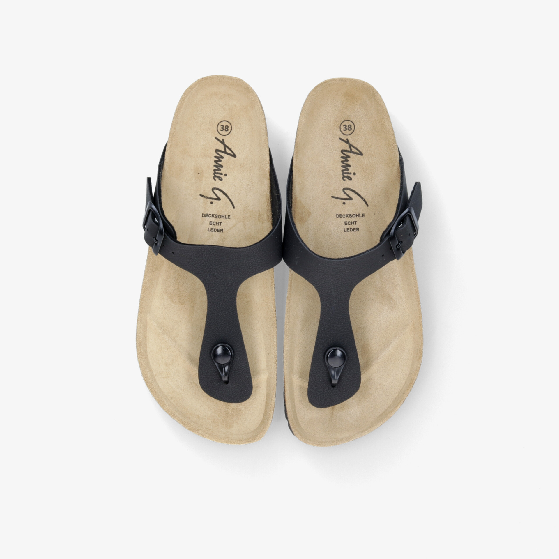 Bequeme schwarze Sandalen mit verstellbarem Riemen und ergonomischem Fußbett für optimalen Halt