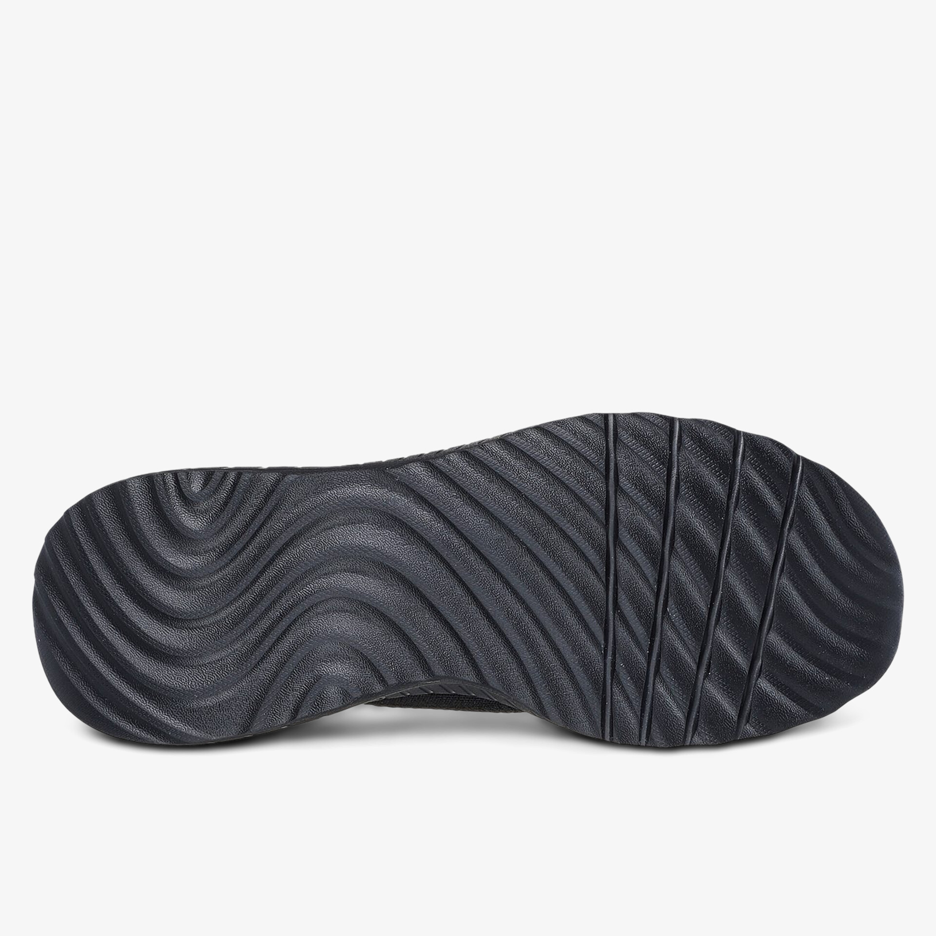 Schwarze rutschfeste Schuhsohle mit wellenförmigem Profil für optimalen Grip und Halt