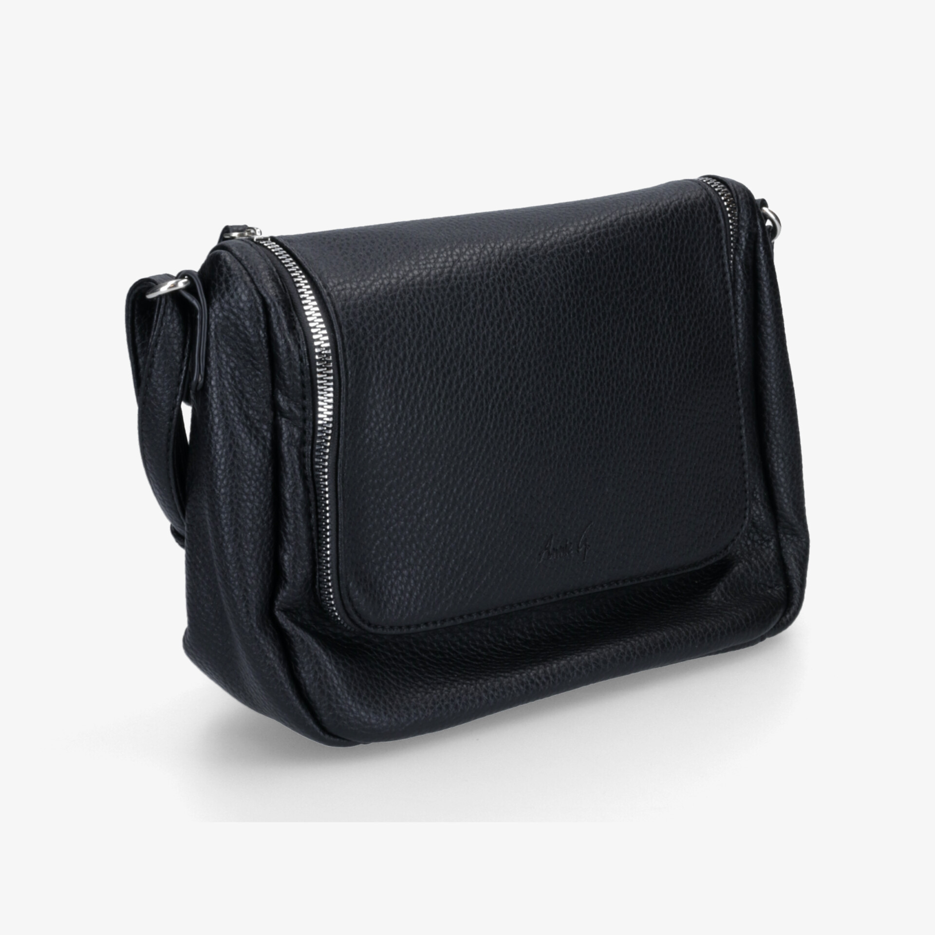 Schwarze Umhängetasche aus hochwertigem Material mit stabilem Reißverschluss und modernem, kompaktem Design