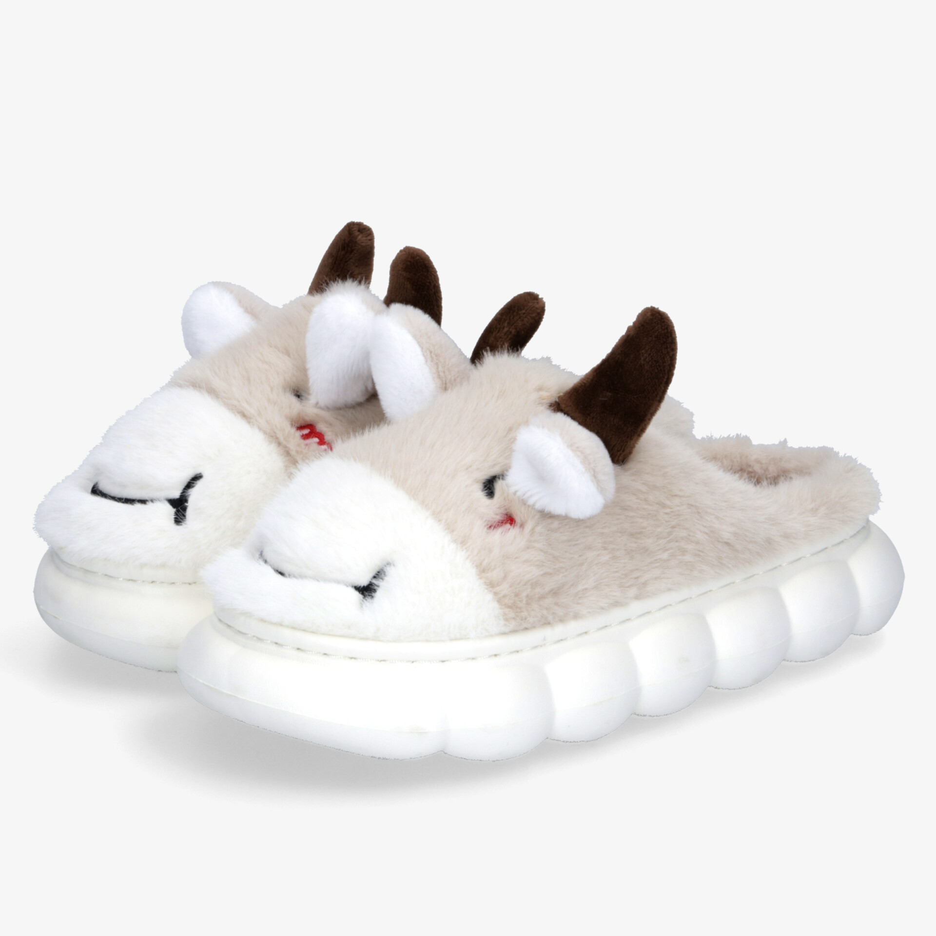 Plüschige Kuh-Pantoffeln mit rutschfester Sohle bieten hohen Komfort und Wärme für gemütliches Tragen zu Hause.