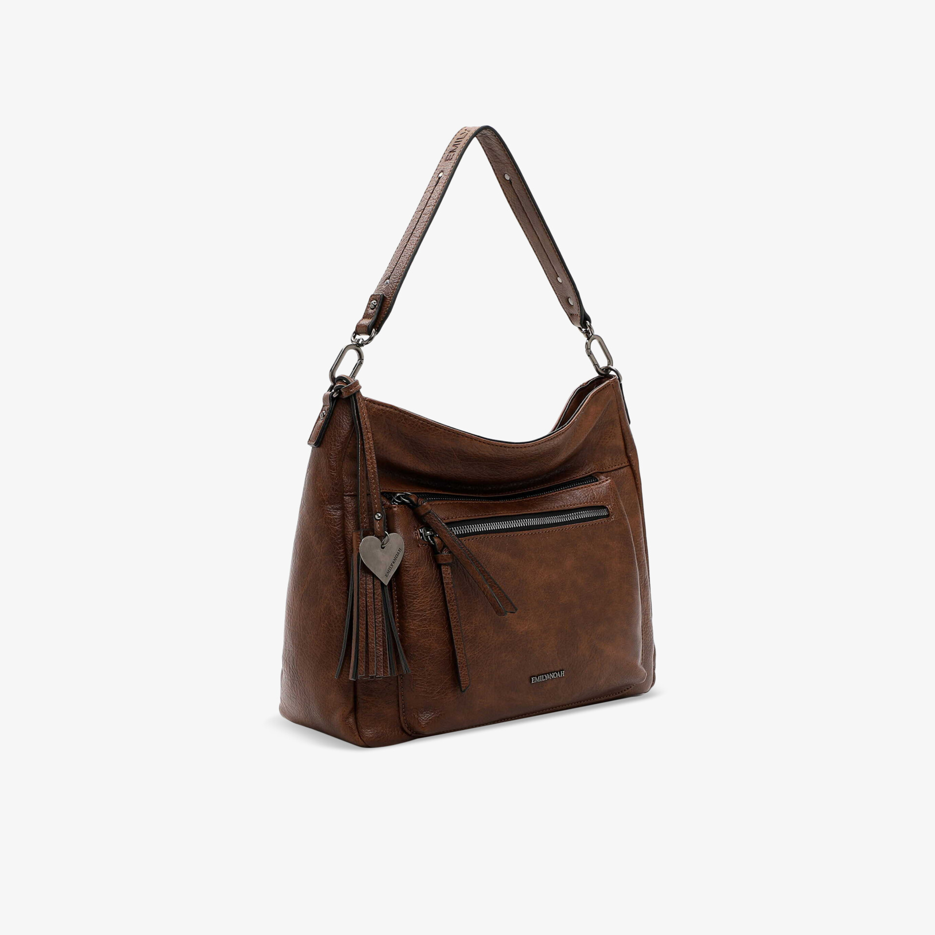 Braune Handtasche mit Reißverschluss und abnehmbarem Schulterriemen, geräumig und modisch designt