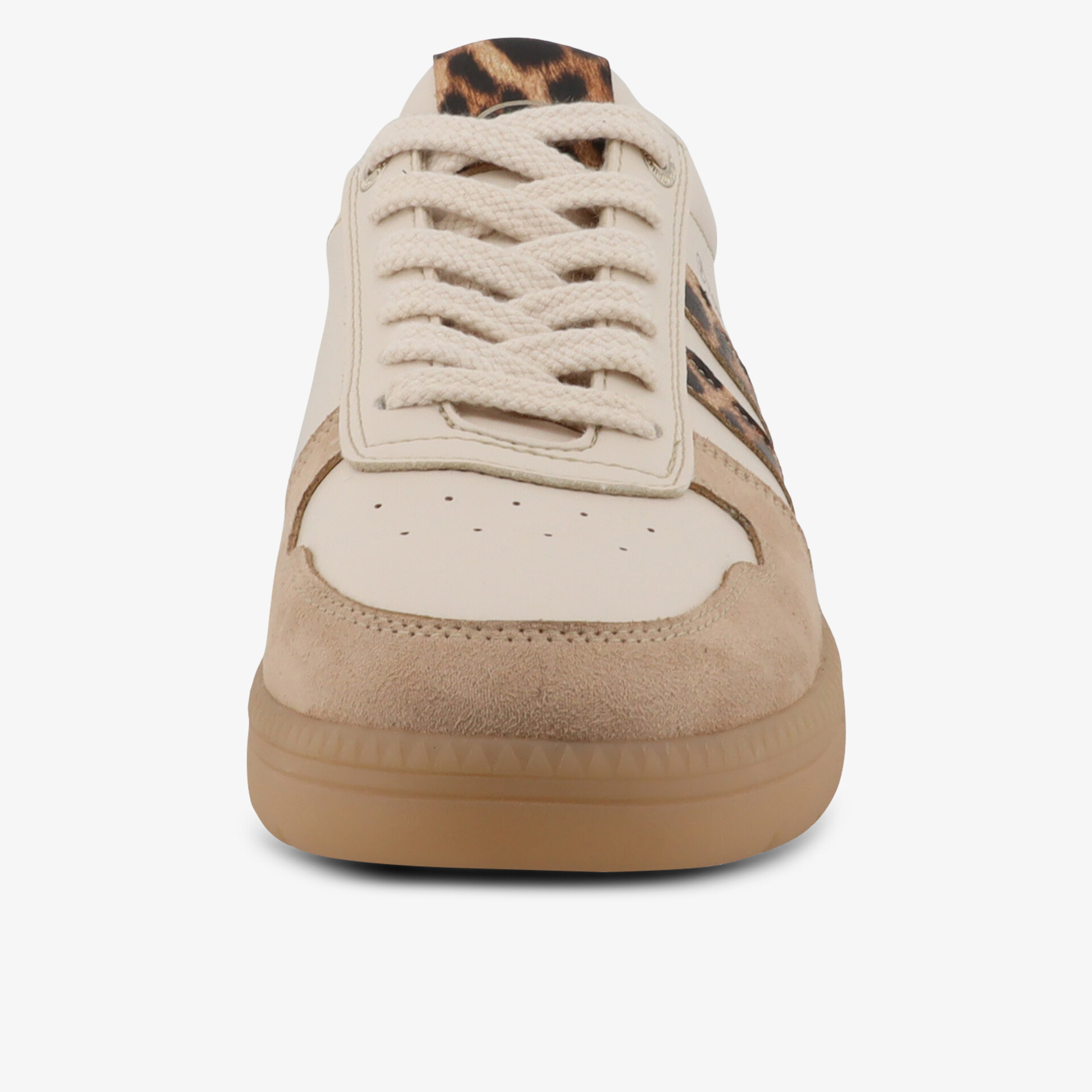 Bequemer Sneaker mit atmungsaktivem Obermaterial und rutschfester Sohle in klassischem Design, frontale Ansicht