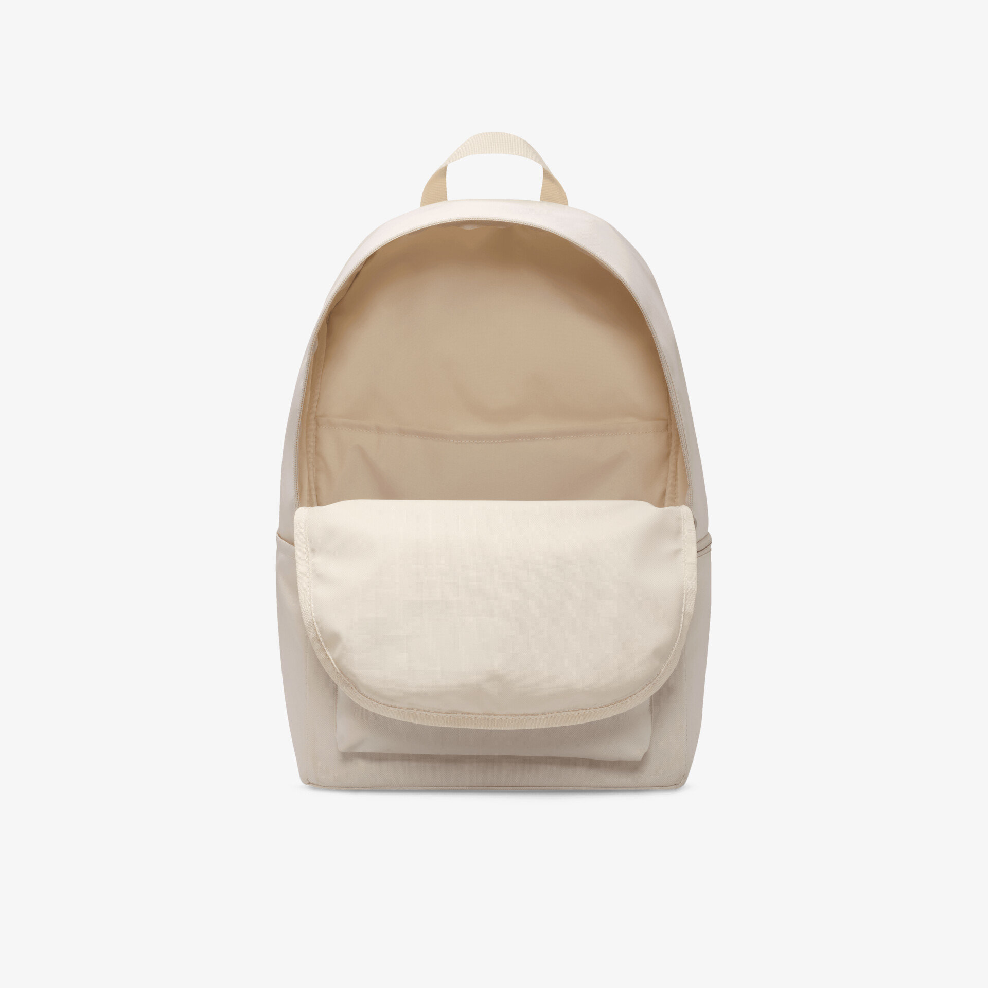 Beiger Rucksack mit geräumigem Hauptfach und praktischer Fronttasche, leichter Tragegriff und modernes Design