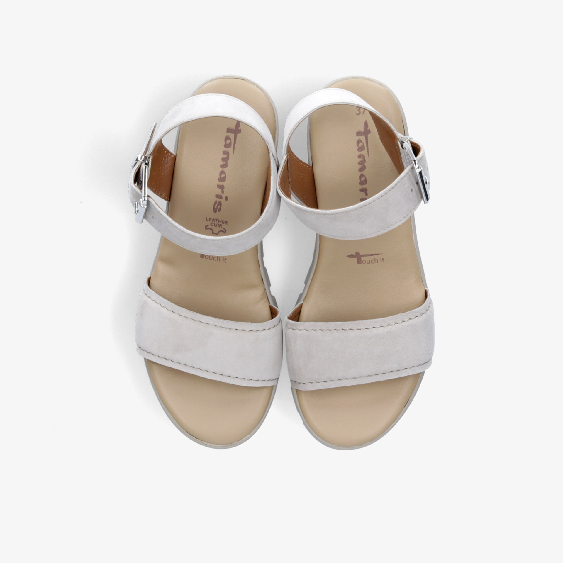 Leichte weiße Sandalen mit verstellbarem Riemen und gepolsterter Innensohle für hohen Tragekomfort