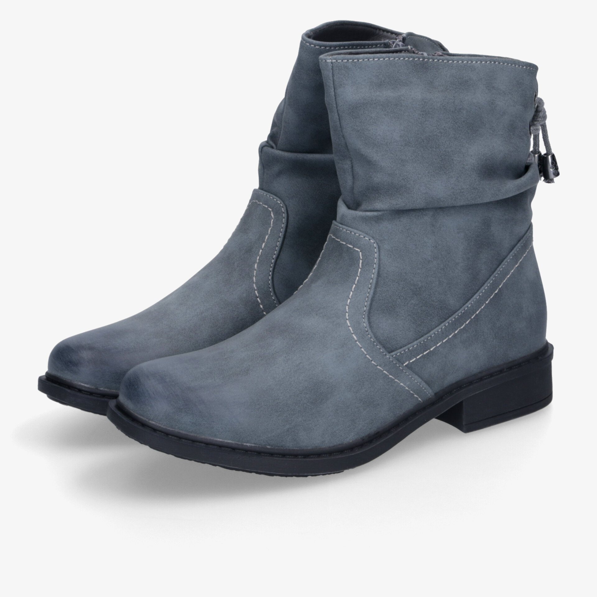 Graue Winterstiefel mit Reißverschluss, komfortabel und warm, robuster Absatz, modernes Design für Alltag und Freizeit
