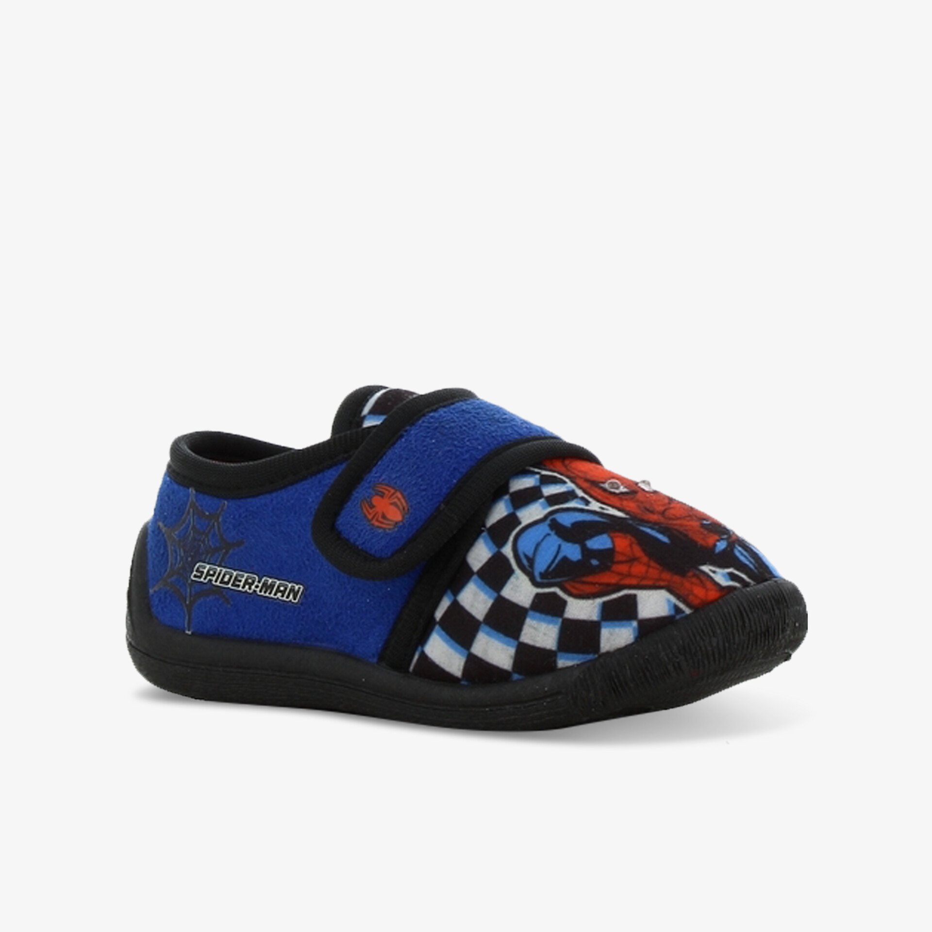 Blauer Kinder-Hausschuh mit Rennwagen-Motiv, Klettverschluss und rutschfester Sohle, bequem und leicht