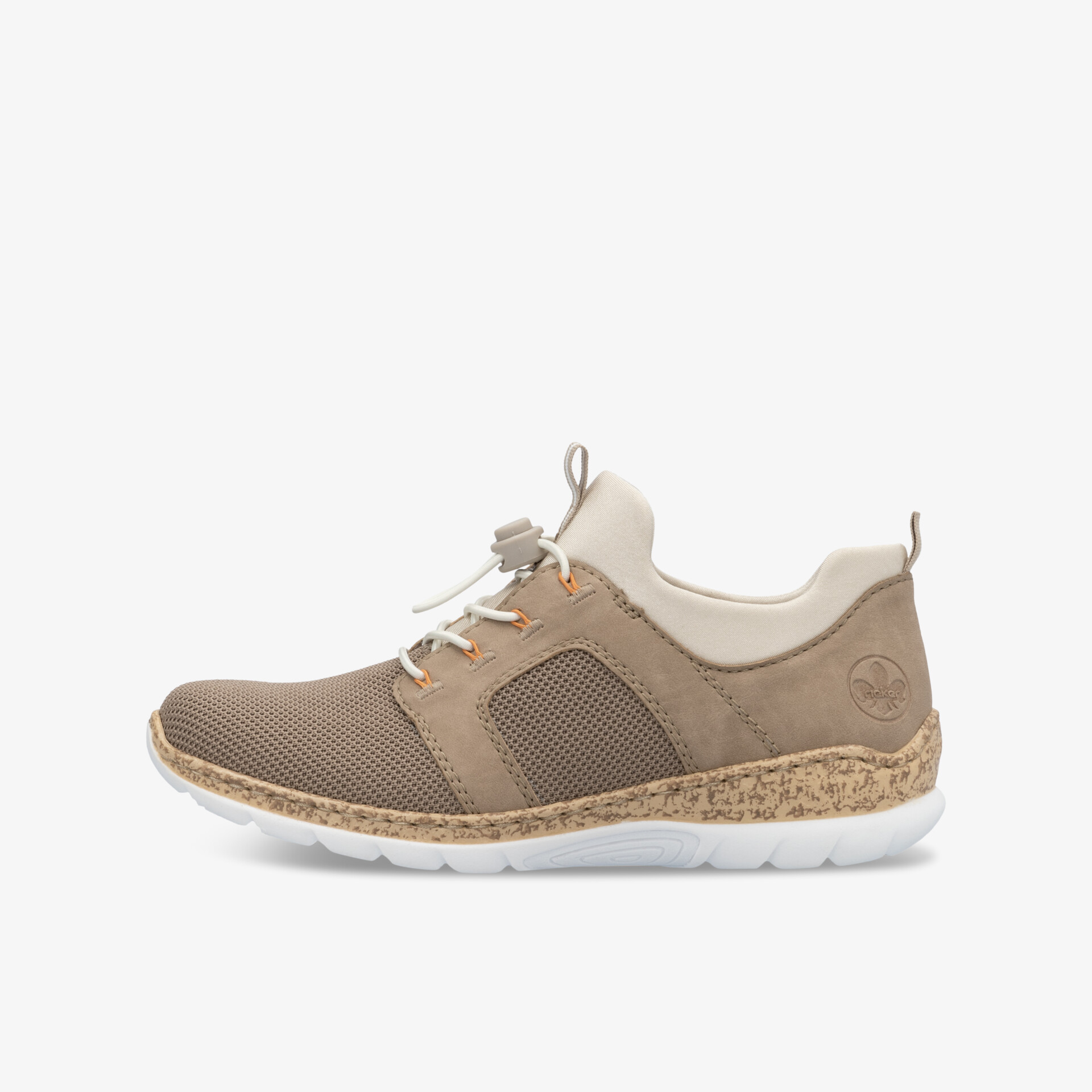 Beiger atmungsaktiver Freizeitschuh mit leichter, flexibler Sohle und gepolstertem Kragen, komfortabel und sportlich