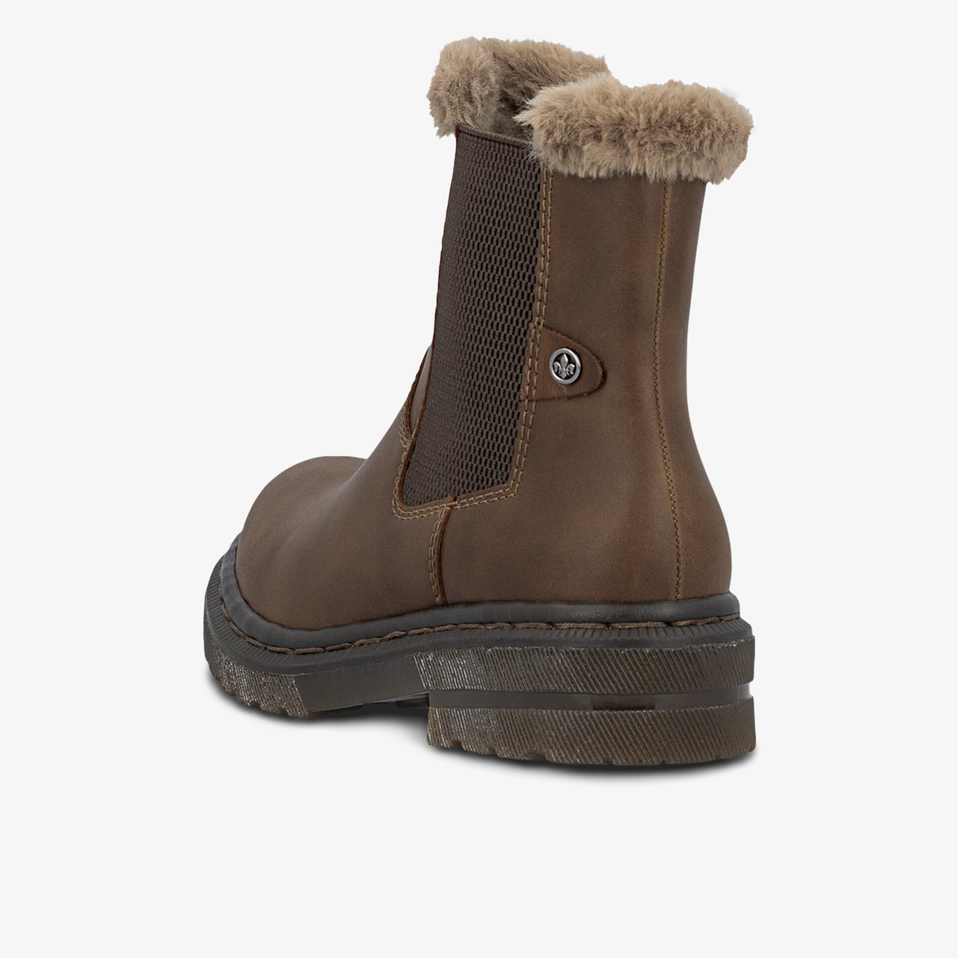 warmer winterstiefel mit robustem leder, elastischem einsatz und weichem fellbesatz am schaft