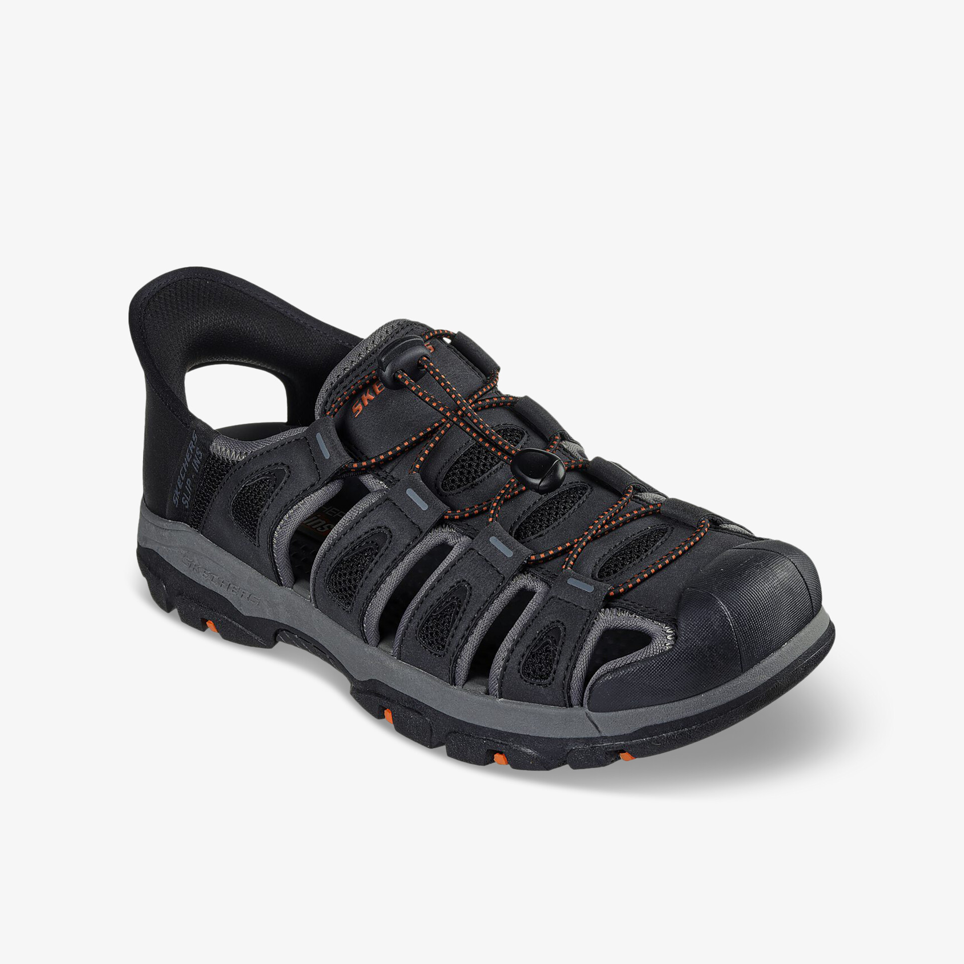 Schwarze Outdoor-Sandale mit Luftdurchlässigem Design, rutschfester Sohle und praktischem Schnellverschluss