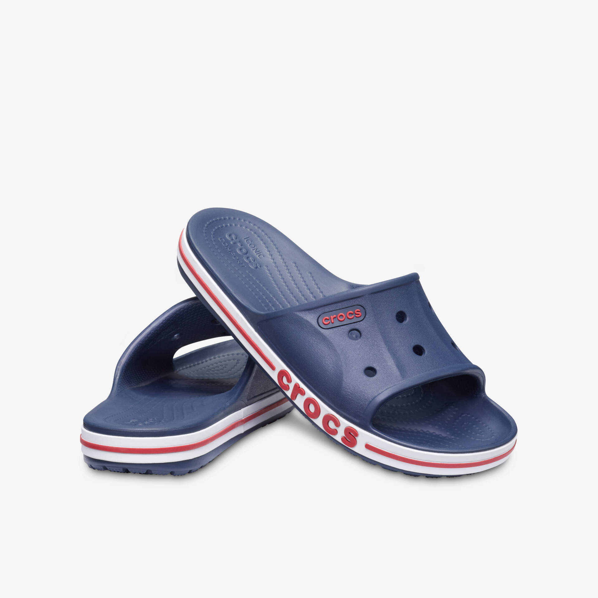 Bequeme und robuste blaue Clogs mit atmungsaktiven Löchern, rutschfester Sohle und sportlichem Design