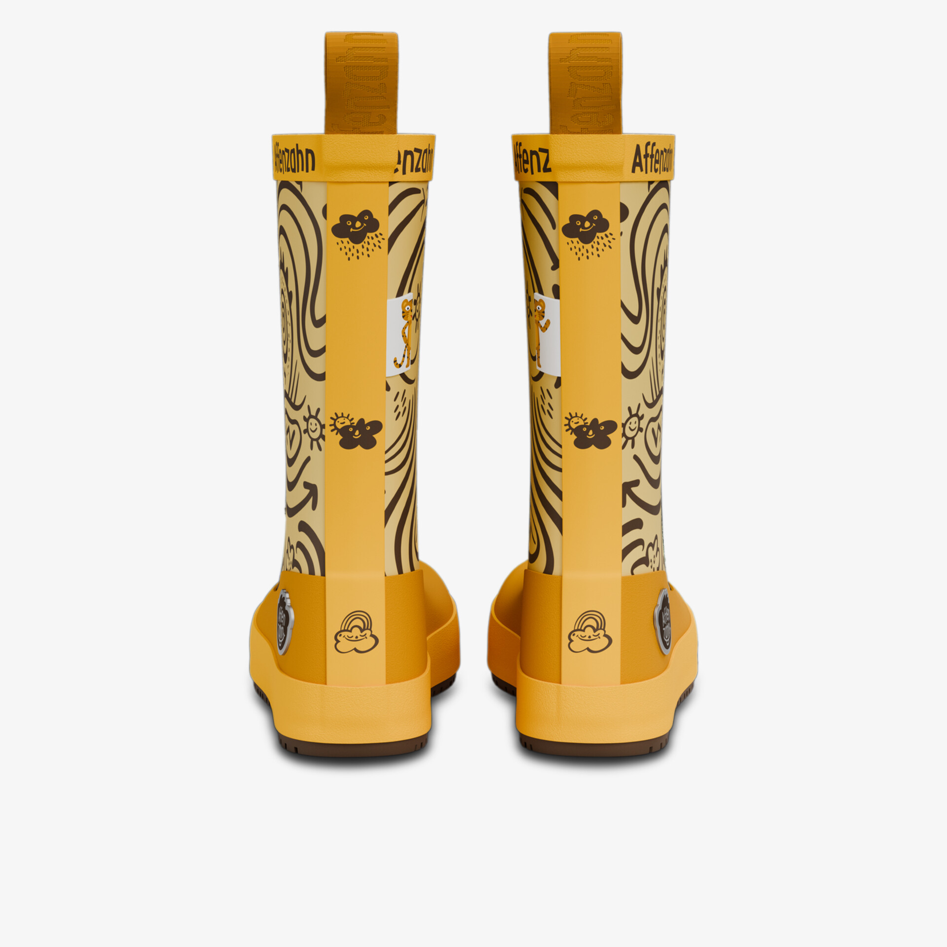 Leuchtend orange Regenstiefel aus robustem Material, bequem, wasserdicht und rutschfest mit einfachem Anziehriemen