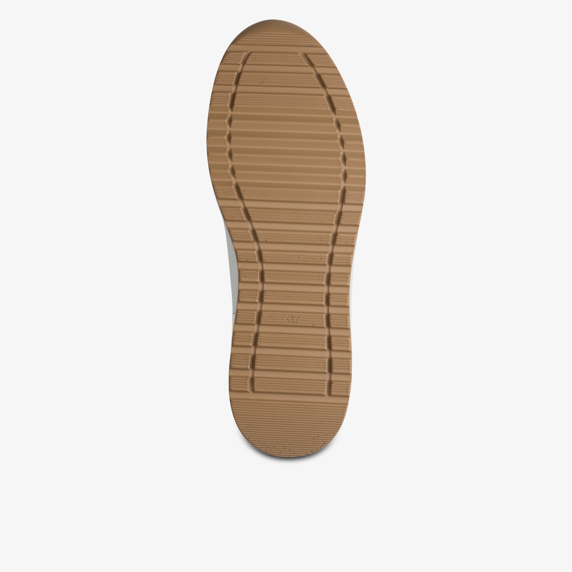 Profilierte braune Schuhsohle für optimalen Halt und rutschfesten Komfort auf verschiedenen Untergründen