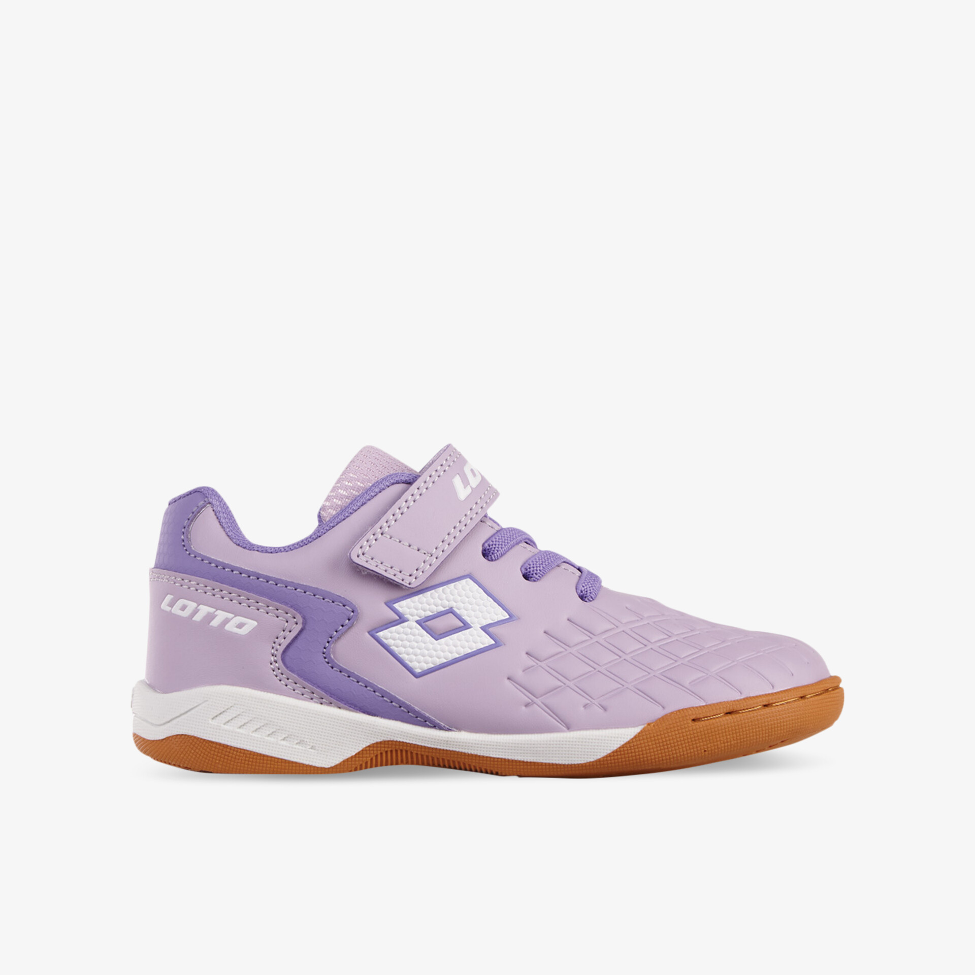 Leichter lila Sportschuh mit flexiblem Sohlenprofil und praktischem Klettverschluss für hohen Tragekomfort