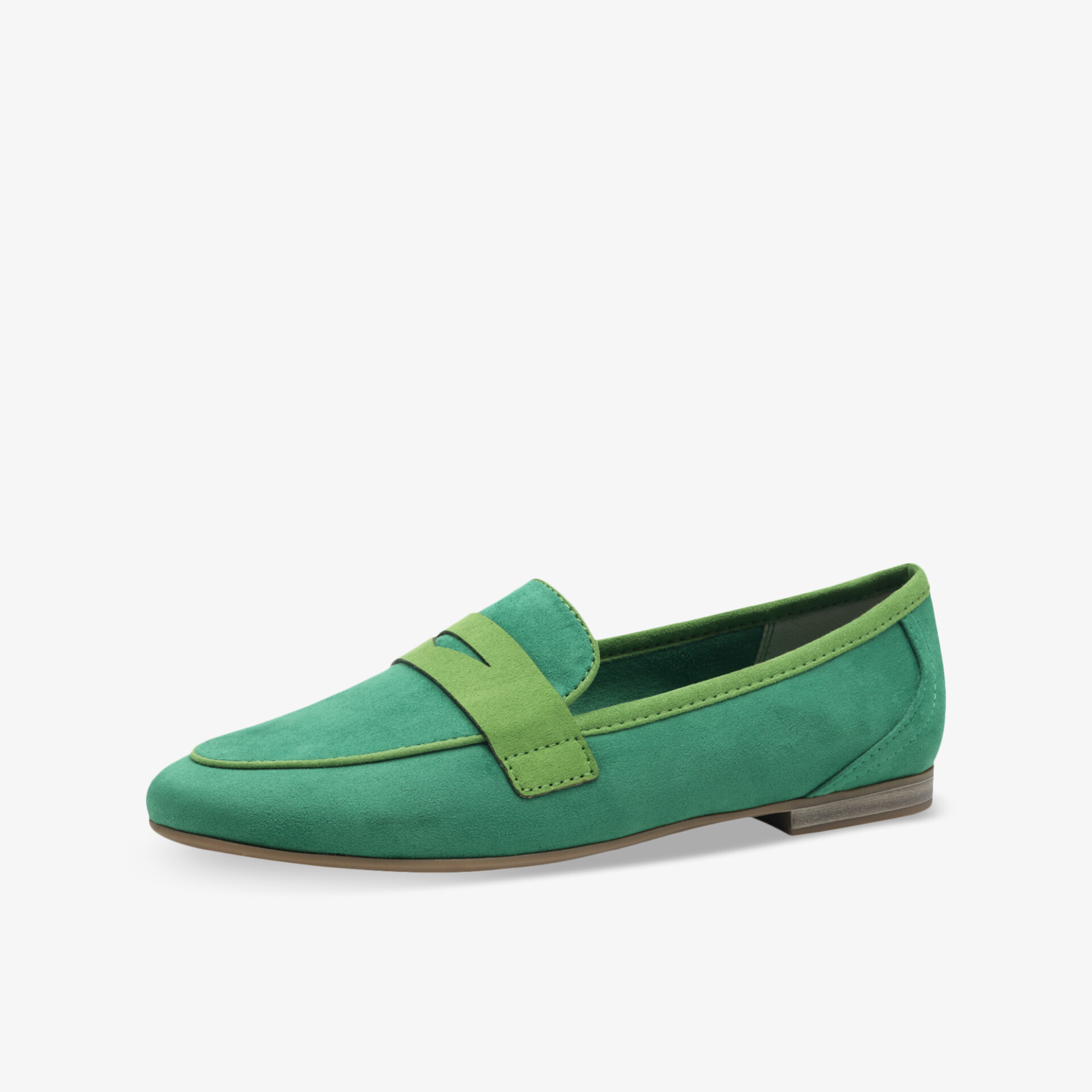 Grüner klassischer Loafer mit flacher Sohle, bequem und elegantes, dezentes Design für vielseitigen Gebrauch