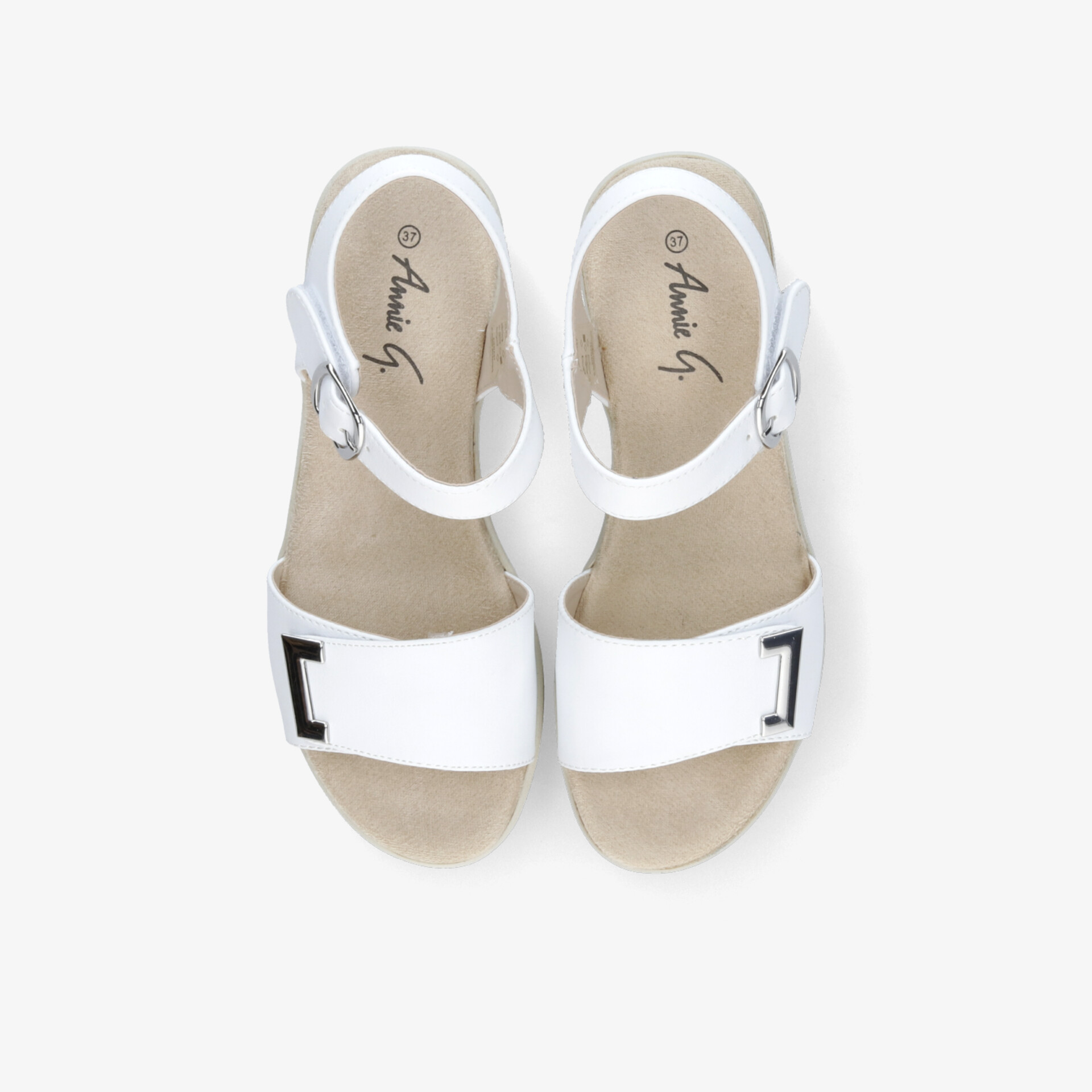 Weiße Sandalen mit verstellbarem Riemen, bequeme Passform und elegantem, schlichtem Design