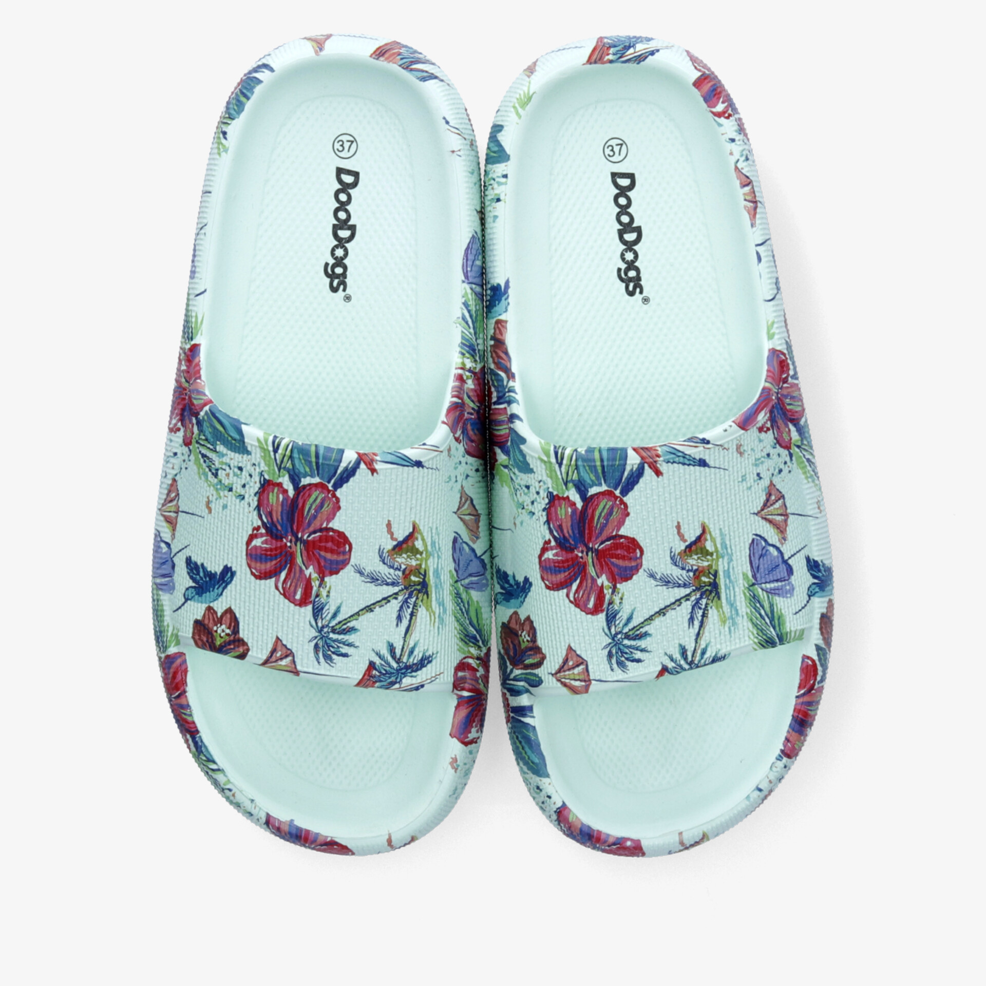Leichte, bequeme Badeschuhe im floralen Design mit rutschfester Sohle und bequemem Fußbett, ideal für den Sommer