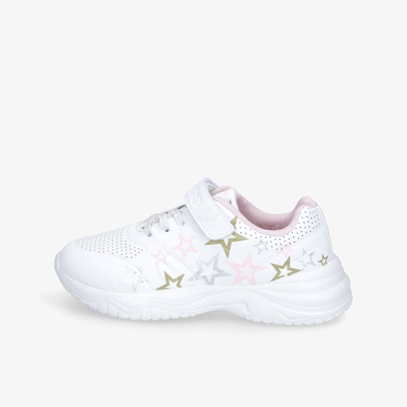 Weißer Sneaker mit Stern-Design, atmungsaktiv und leicht, ideal für sportlichen Alltag und Komfort