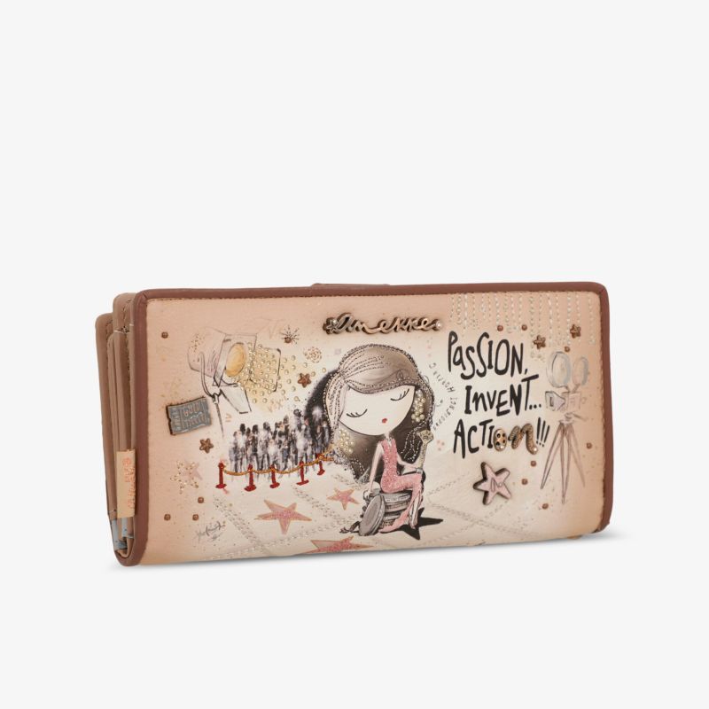 Kunstvoll bedruckte Geldbörse mit mehreren Fächern und Reißverschluss, kompakt und praktisch für den Alltag