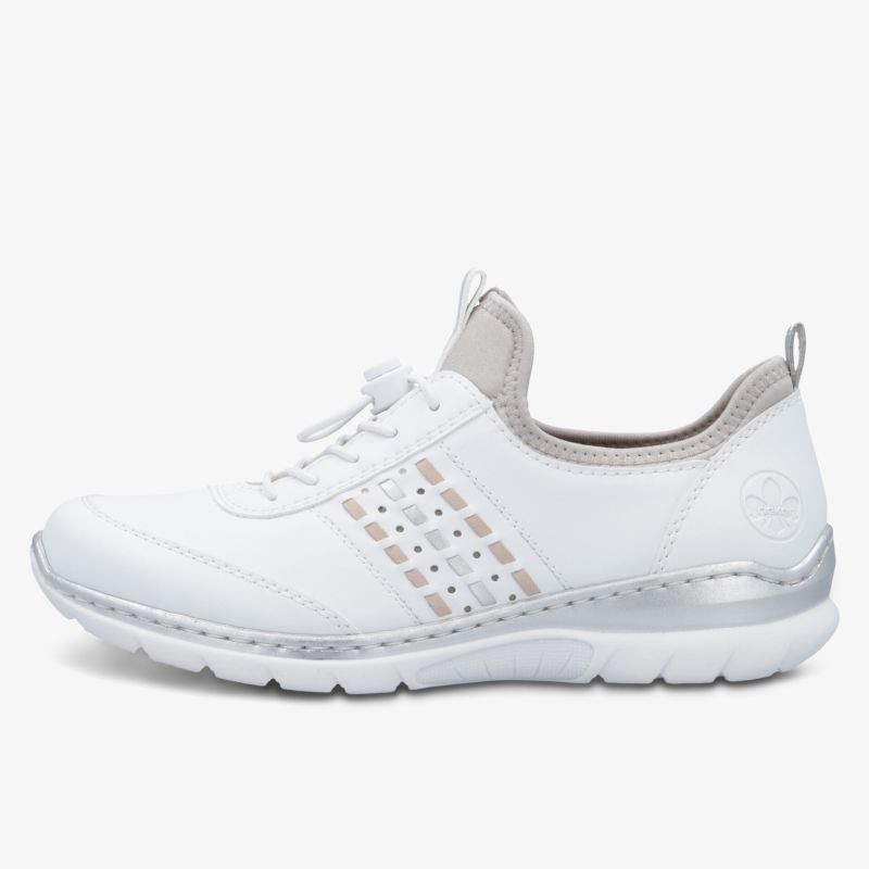Leichter, atmungsaktiver Freizeitschuh mit flexibler, rutschfester Sohle und sportlichem Design in Weiß
