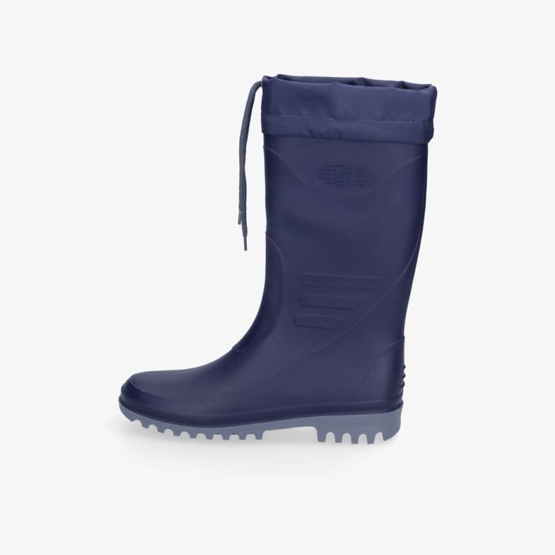 Blauer wasserdichter Gummistiefel mit rutschfester Sohle und verstellbarer Schnürung, robust und bequem