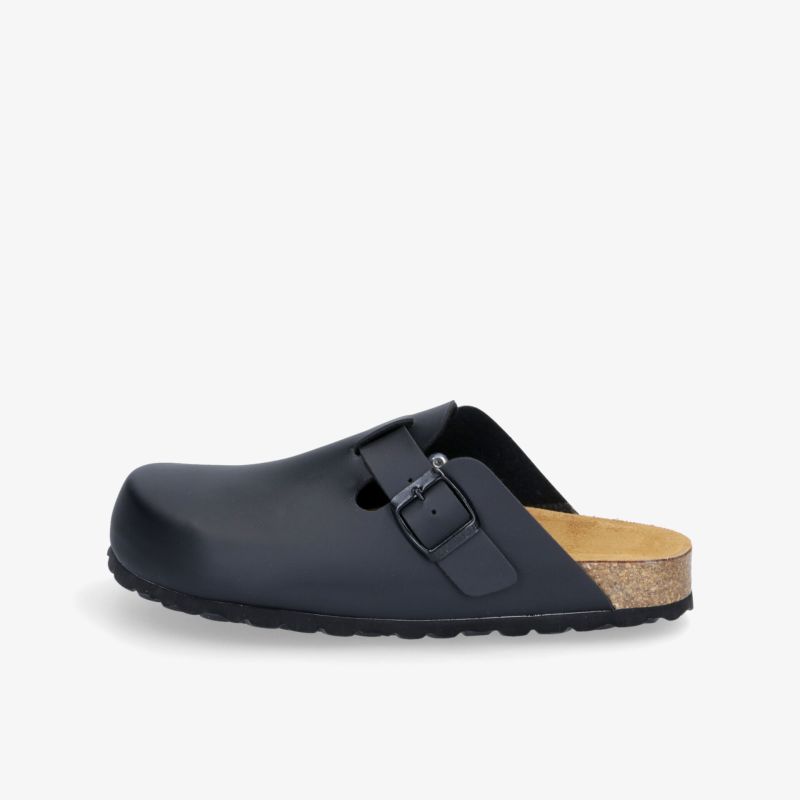 Ergonomischer Clog mit rutschfester Sohle und einstellbarer Schnalle in klassischem Design.