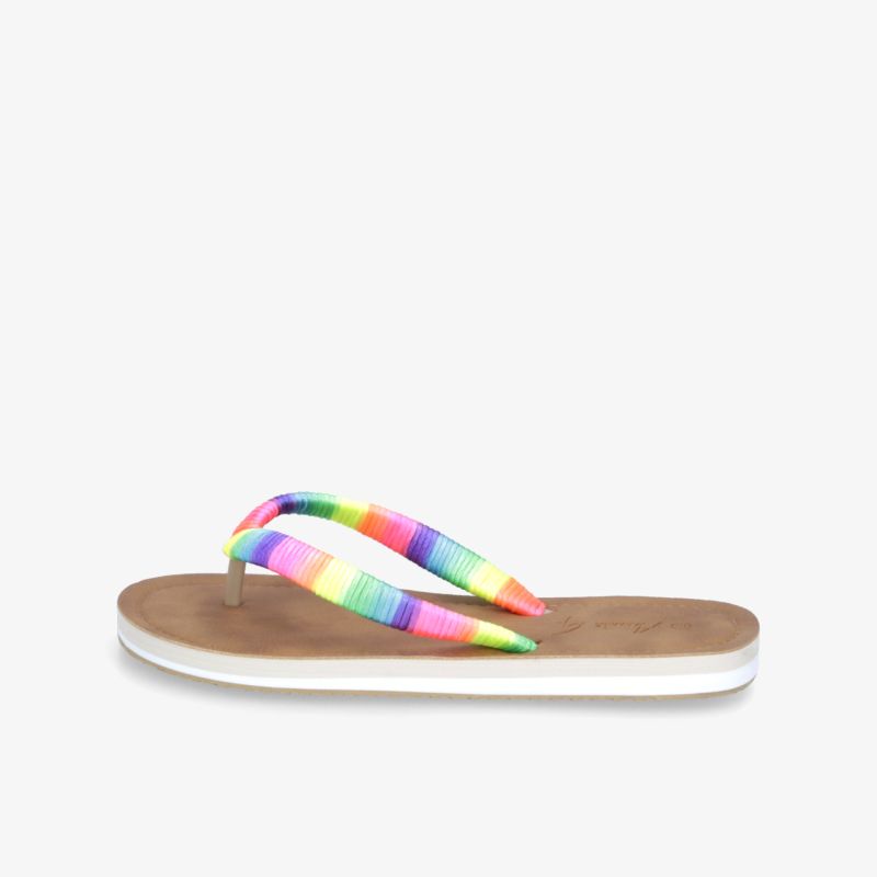 bunte Zehentrenner mit weichem Fußbett und rutschfester Sohle, leichter und bequemer Sommerschuh