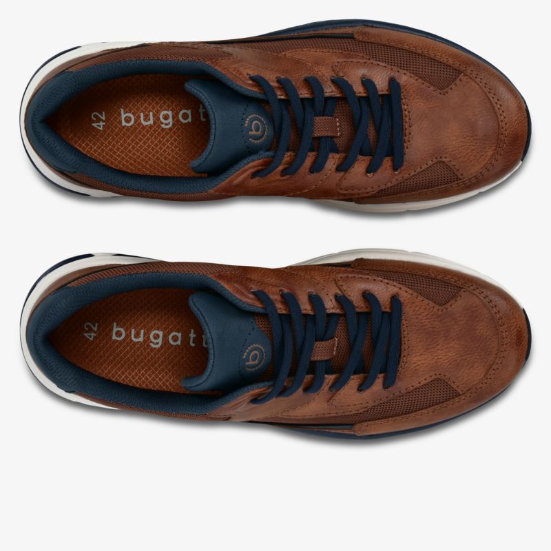 Stilvolle braune Sneaker von Bugatti mit hochwertigem Leder und rutschfester Sohle.