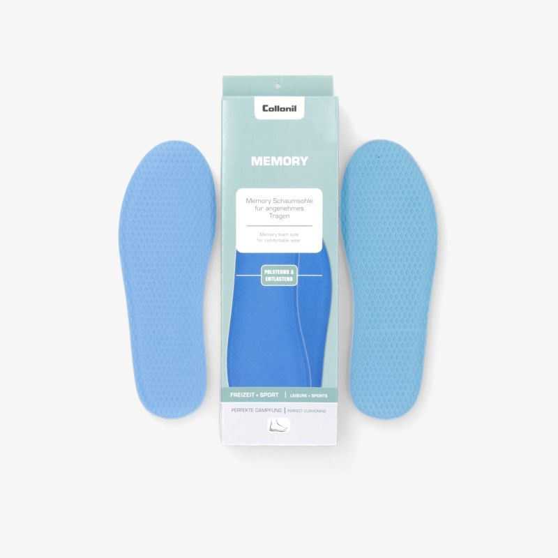 Memory Foam Einlegesohlen in Blau für verbesserten Komfort und stoßdämpfende Eigenschaften