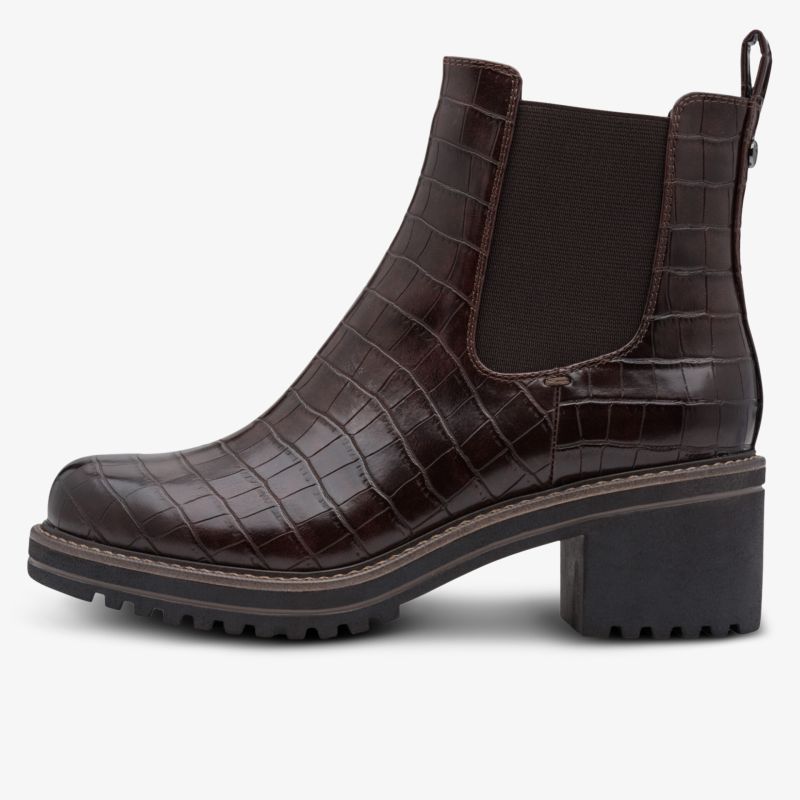 Eleganter Chelsea Boot mit Kroko-Prägung und stabilem Blockabsatz für bequemen und stilvollen Auftritt
