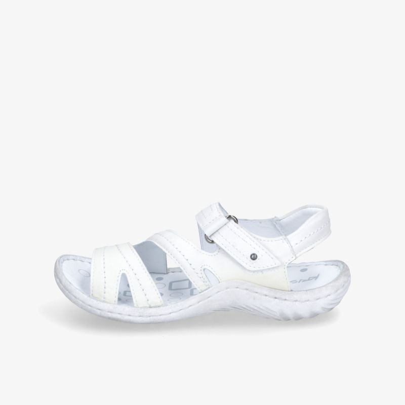 Leichter weißer Sommerschuh mit verstellbaren Riemen, gepolstertem Innenfutter und rutschfester flexibler Sohle