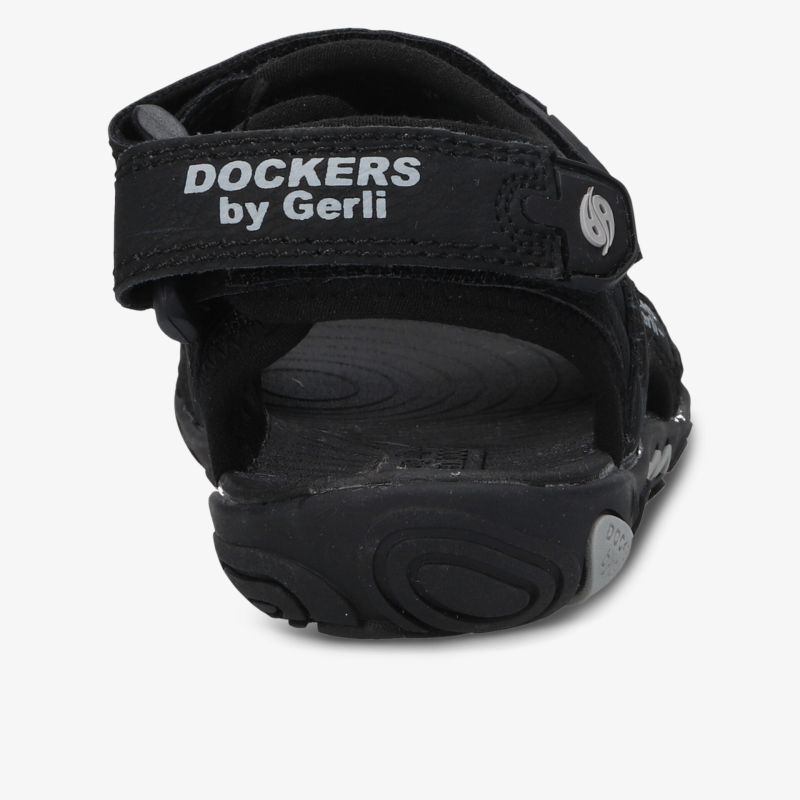 Rückansicht einer verstellbaren Sandale mit rutschfester Sohle und bequemen Tragekomfort