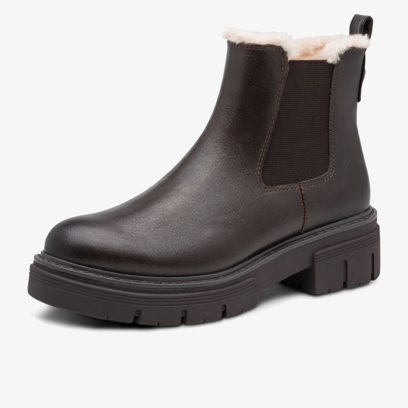 Warme Lederstiefelette mit elastischen Einsätzen und profilierter Sohle für komfortables Tragen