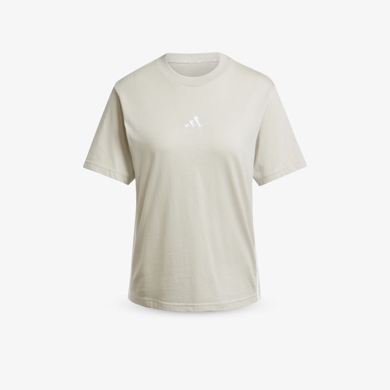 Beige T-Shirt mit Rundhalsausschnitt, kurzer Arm und weichem, angenehmem Tragekomfort