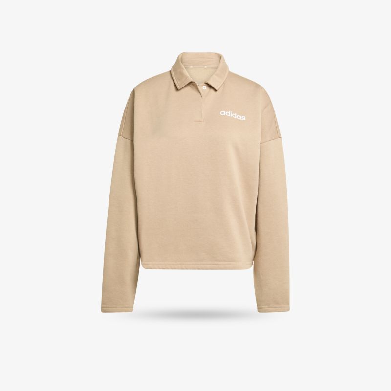 Beiger langärmliger Pullover mit Polokragen, locker geschnitten und aus weichem, bequemem Material