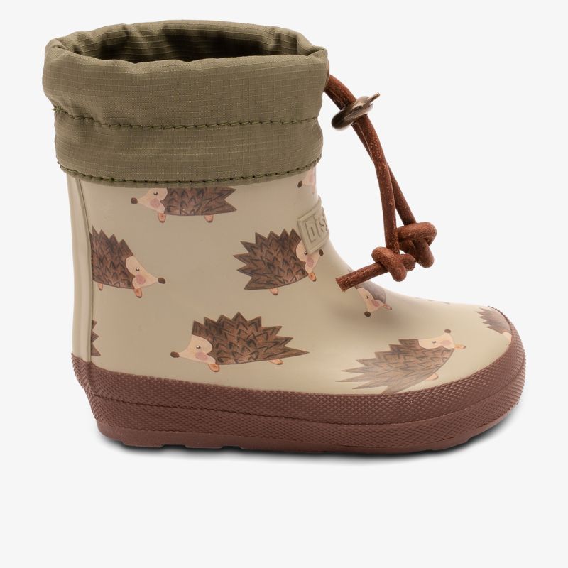 Robuster und bequemer Kinder-Gummistiefel mit Igel-Motiv, wasserfest und mit einfachem Verschluss