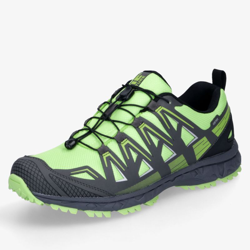 Sportlicher grüner Trailrunning-Schuh mit rutschfester Sohle und leichter Schnürung, ideal für Outdoor-Aktivitäten