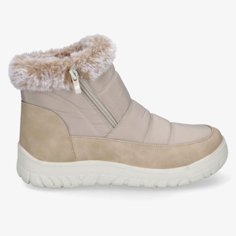 Beiger Winterstiefel mit warmem, flauschigem Innenfutter, praktischem Reißverschluss und rutschfester robuster Sohle