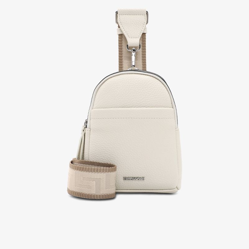 Elegante cremefarbene Tasche mit verstellbarem Riemen und modernem Design