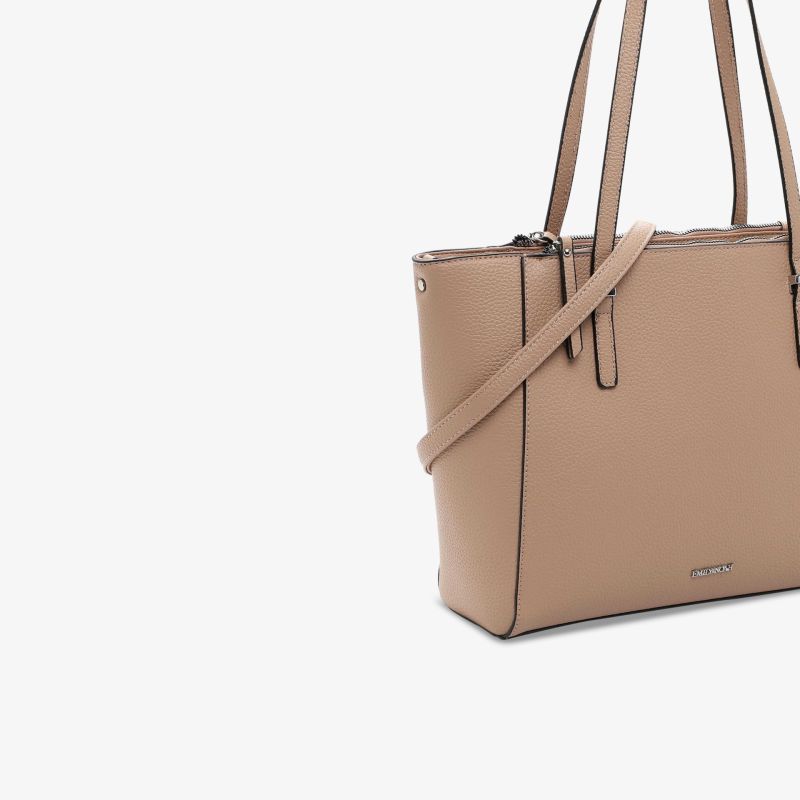 Beige Tasche aus Lederoptik mit Reißverschluss und Schulterriemen, elegantes und geräumiges Design für vielseitige Nutzung