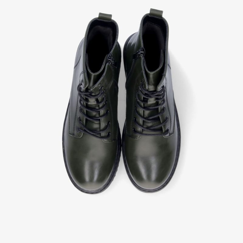 Schwarze Leder Schnürstiefel, robust und elegant, langlebig und komfortabel, hochwertige Verarbeitung, Top-Down Ansicht